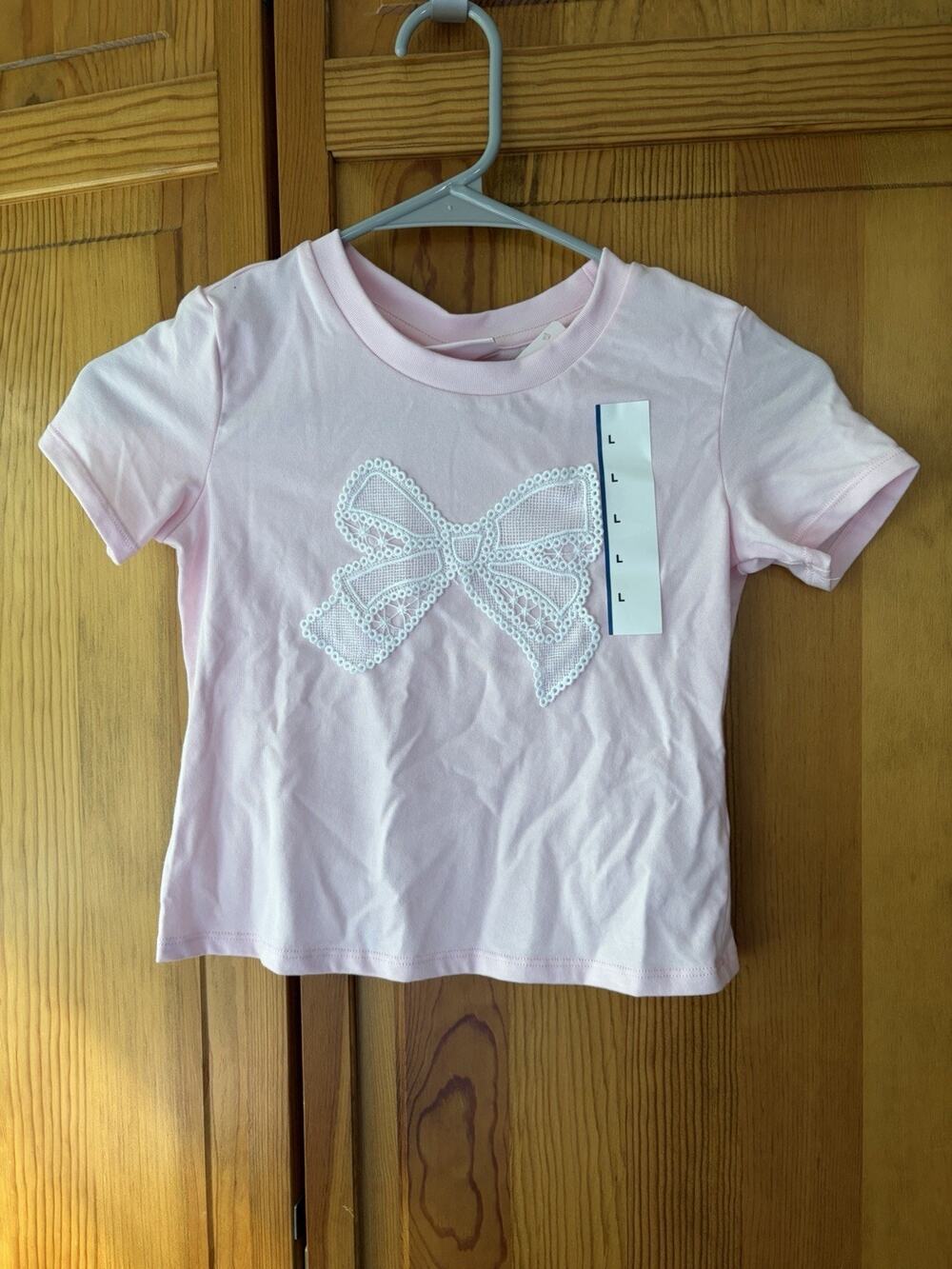 Love Shack Fancy x Target Girls Maeve Bow Appliqué T Shirt Size L NWT